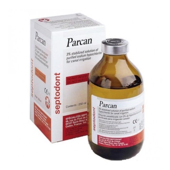Parcan - стабилизированный раствор очищенного 3% гипохлорита натрия для промывания каналов